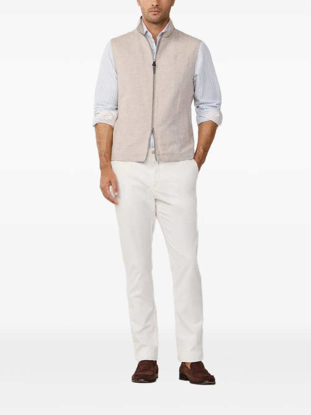 Hackett Textured Gilet In Neutral