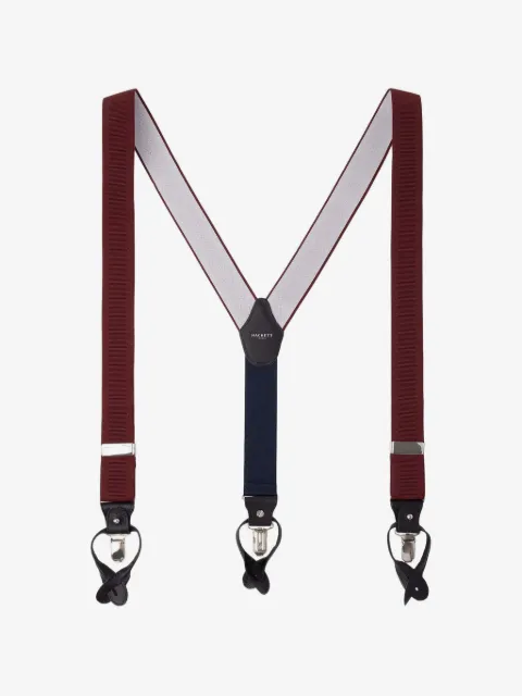 Hackett London ribbade hängslen med läderkant