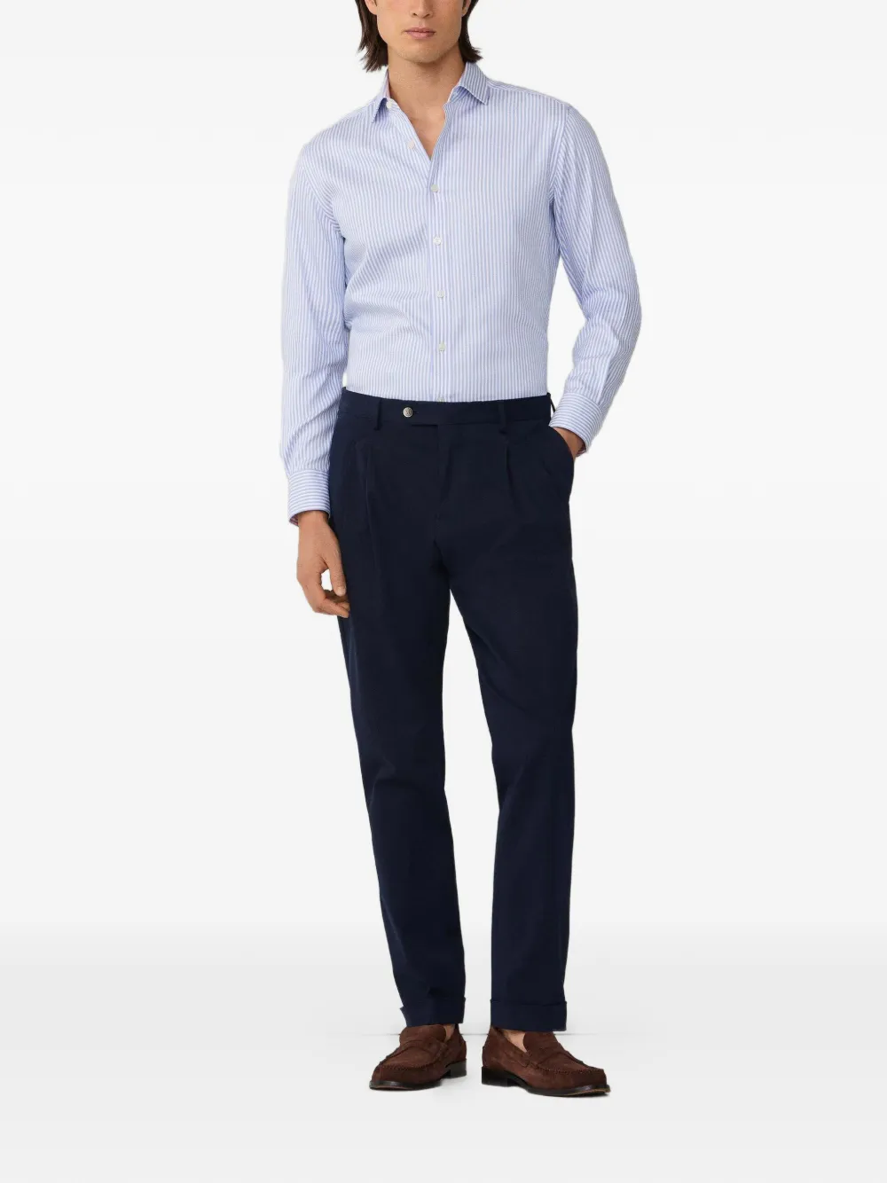 Hackett Double-pleat Trousers In Blue