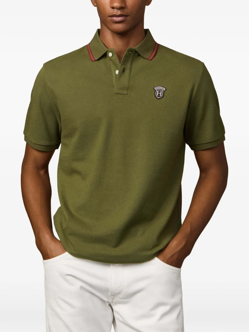 Hackett London Poloshirt met badge Groen