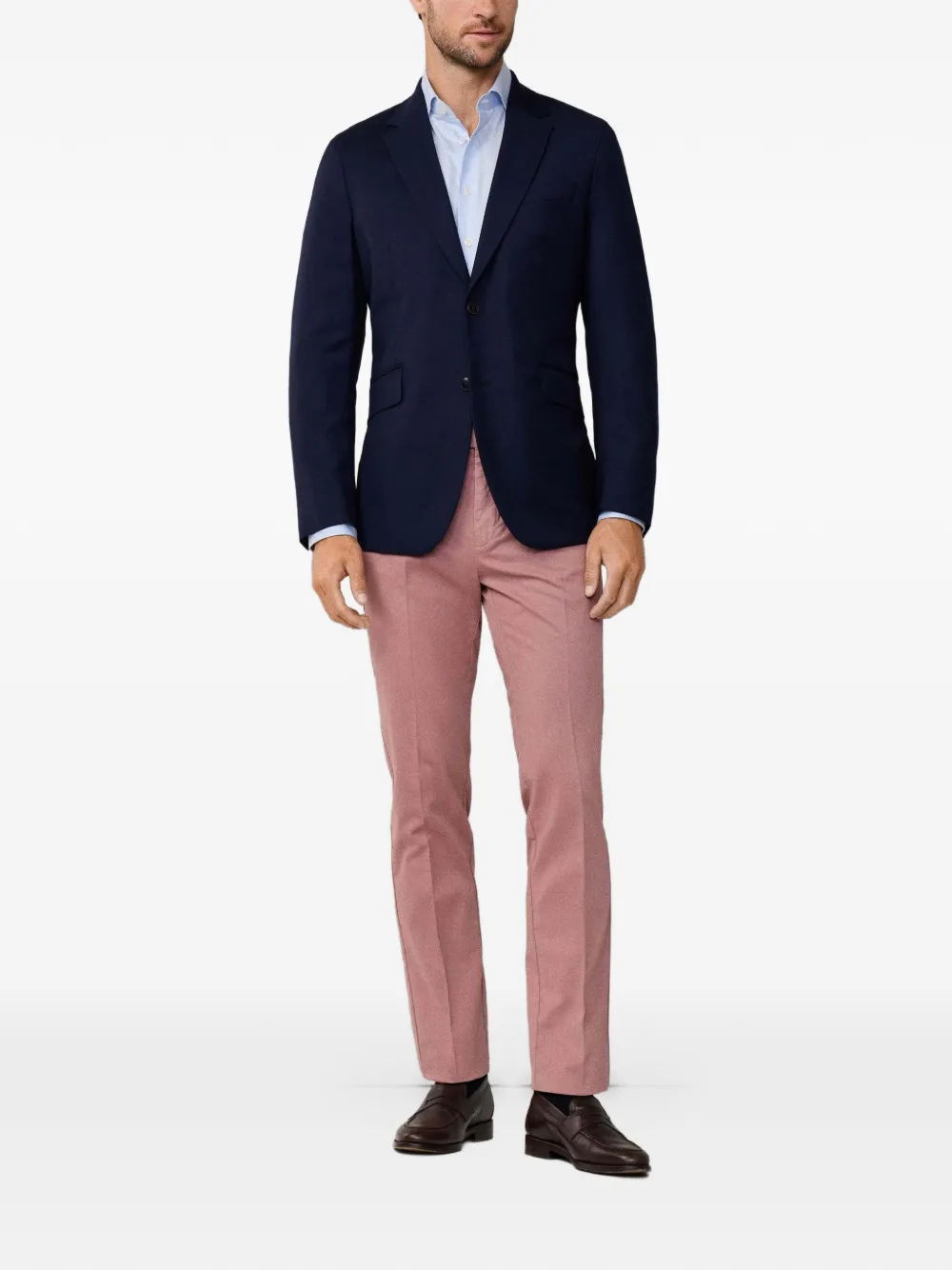 Hackett London Wollen hopsack blazer Blauw