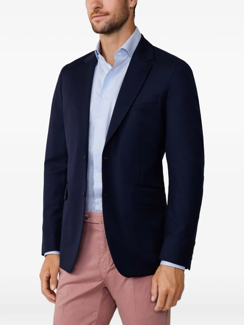 Hackett London Wollen hopsack blazer Blauw