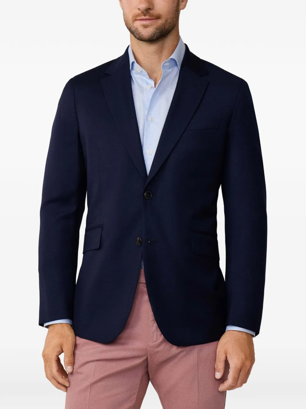 Hackett London Wollen hopsack blazer Blauw