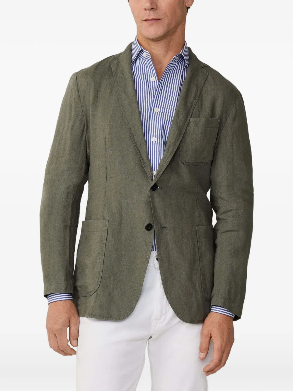 Hackett London Linnen blazer met opgestikte zak Groen