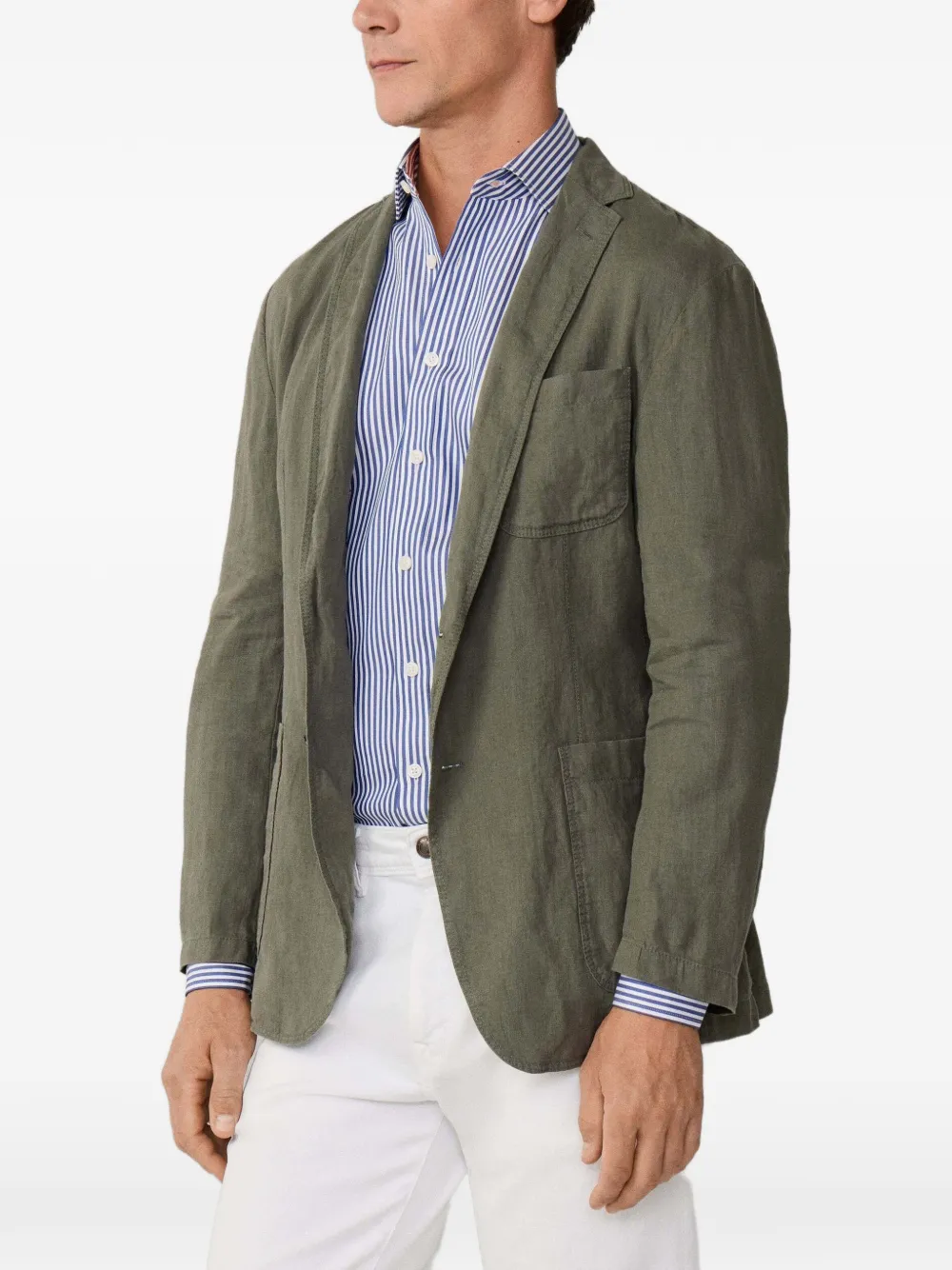 Hackett London Linnen blazer met opgestikte zak Groen