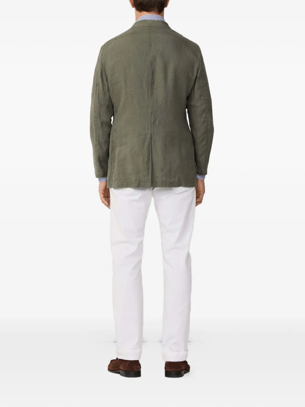 Hackett London Linnen blazer met opgestikte zak Groen