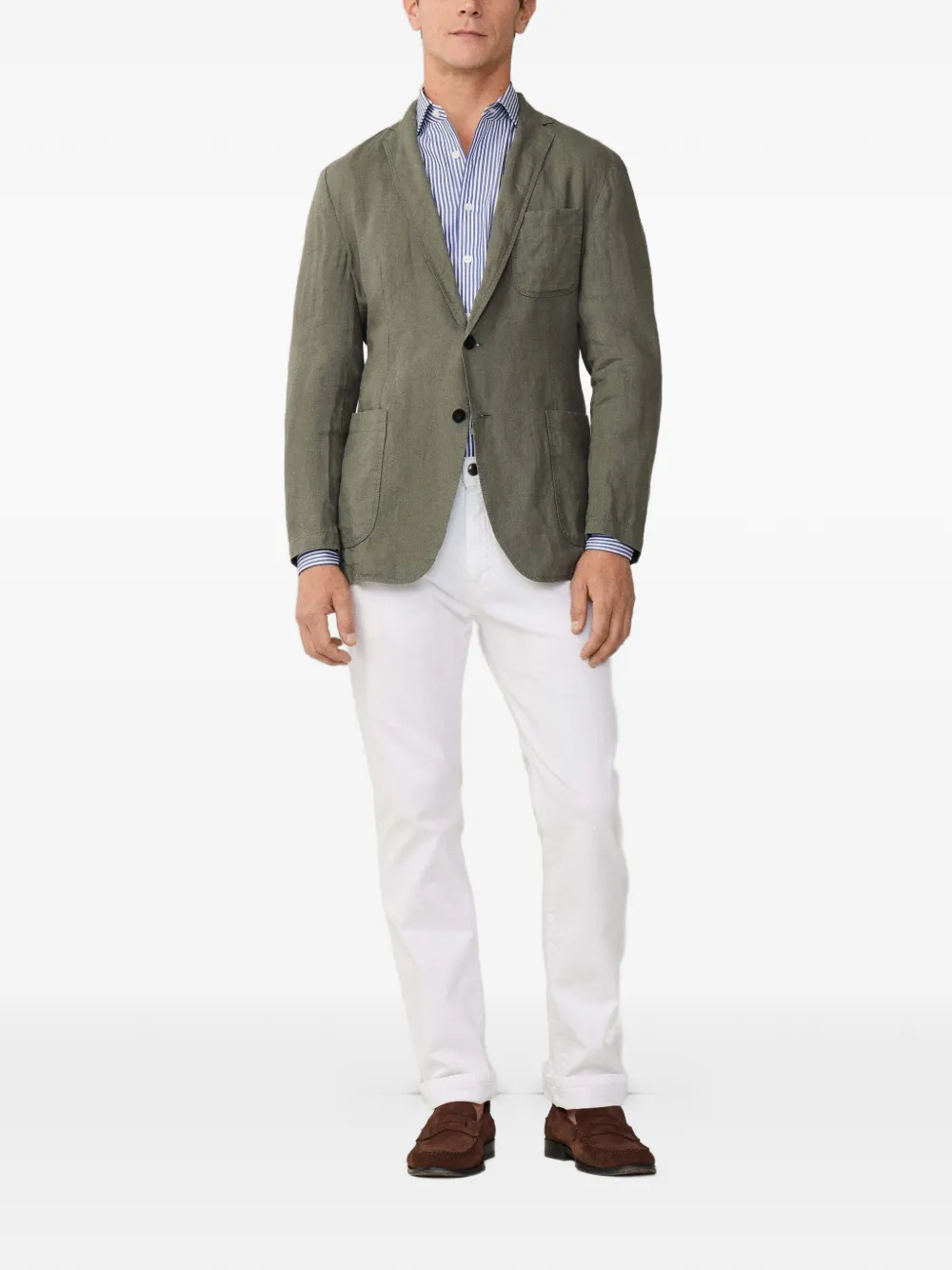 Hackett London Linnen blazer met opgestikte zak Groen