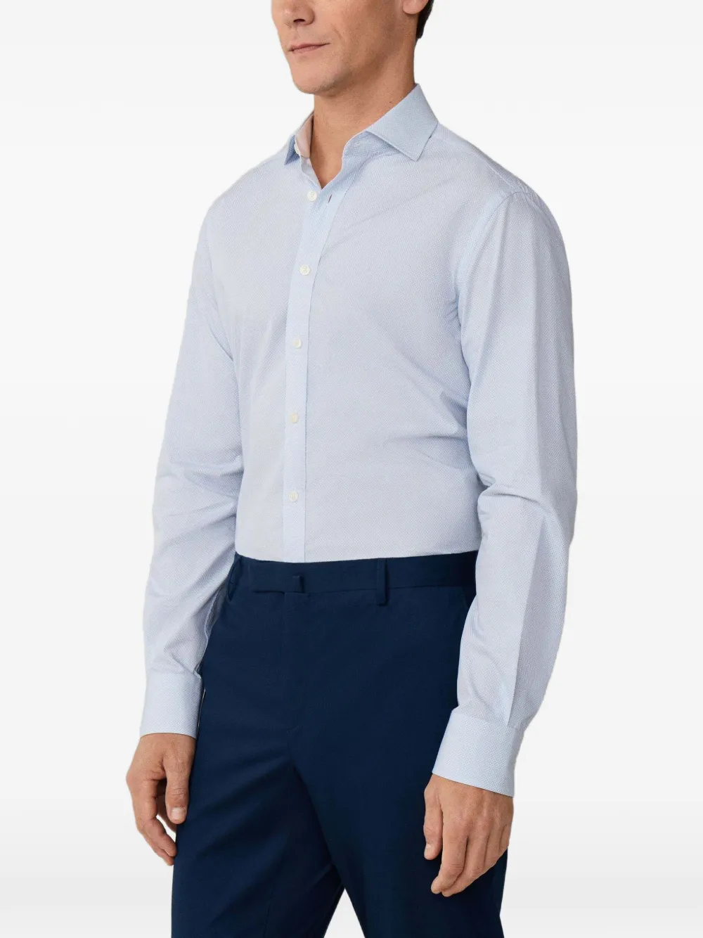 Hackett London Katoenen overhemd met geometrische print Blauw
