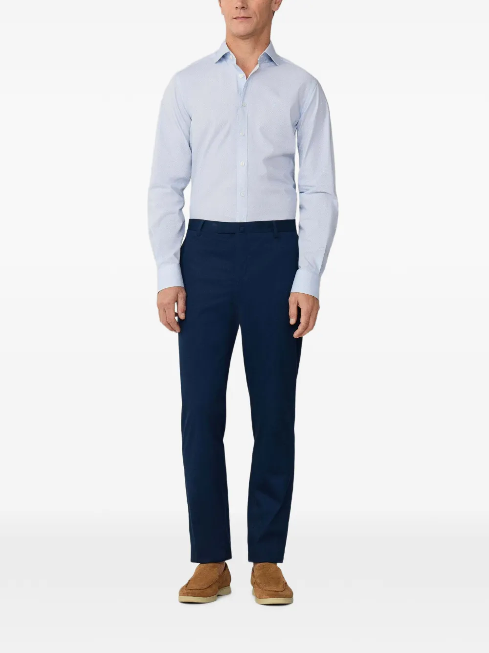Hackett London Katoenen overhemd met geometrische print Blauw