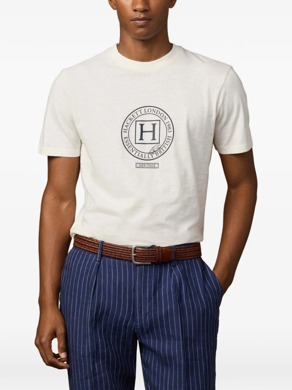 Hackett London Heritage H T-shirt met logoprint Wit