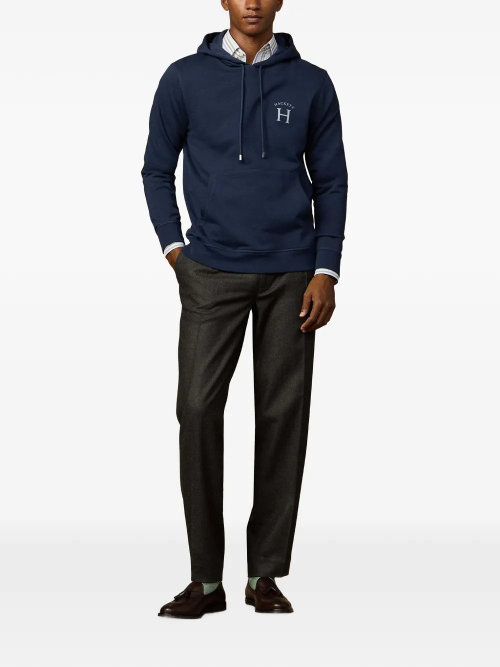 Hackett London Hoodie met logoprint Blauw