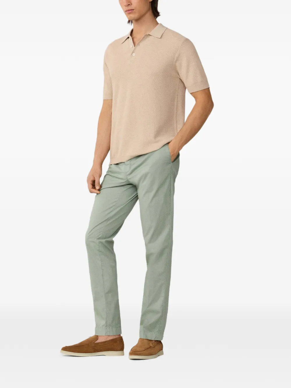Hackett London Kensington broek met riemlus Groen