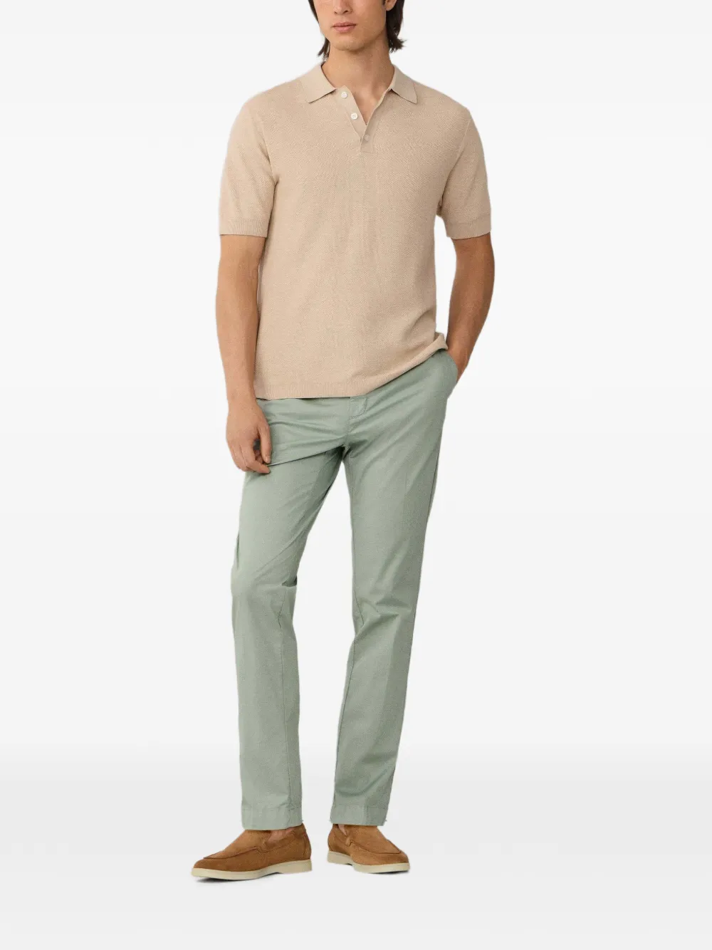 Hackett London Kensington broek met riemlus Groen