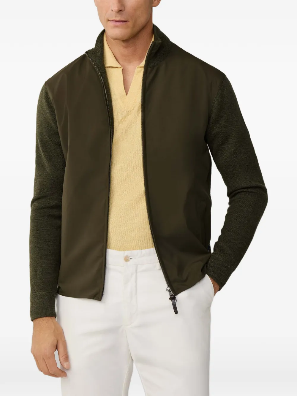 Hackett Milano-stitch Hybrid Jacket In Green