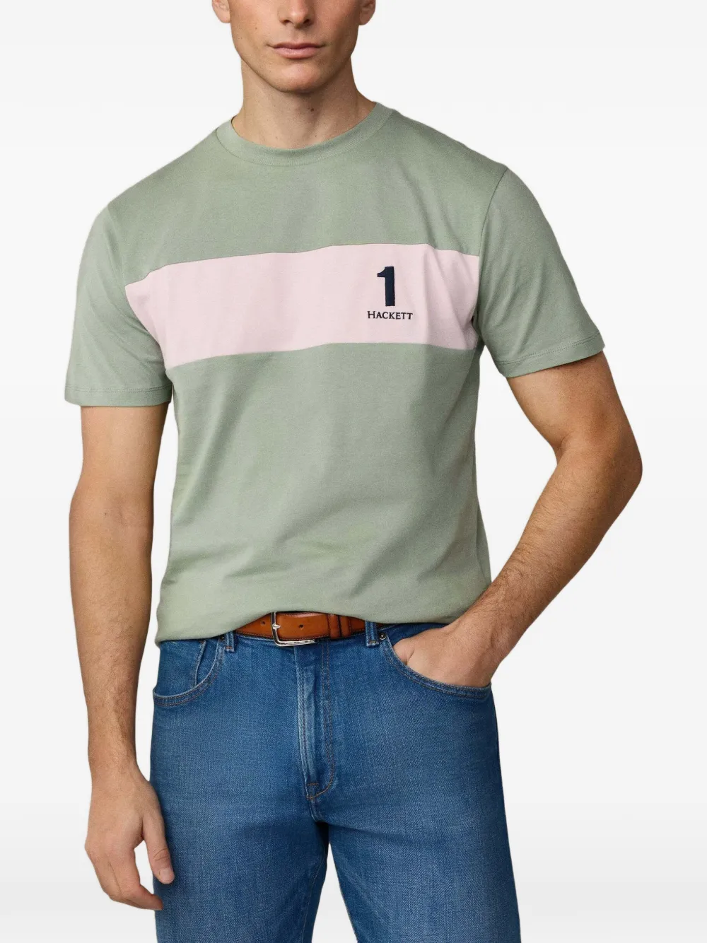 Hackett London T-shirt met colourblocking Groen