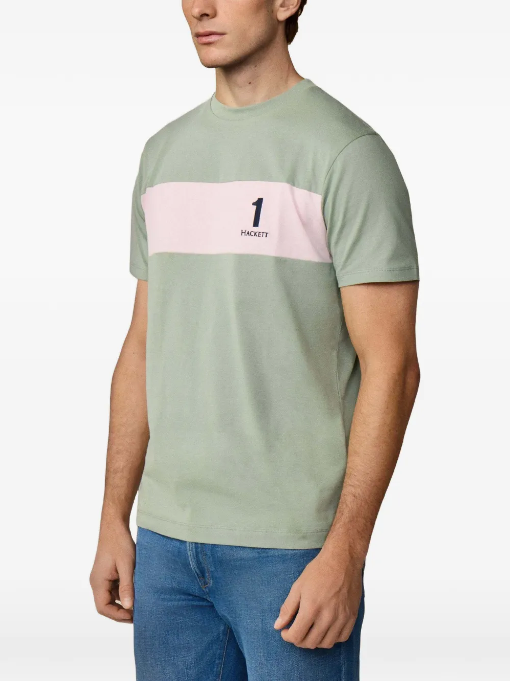 Hackett London T-shirt met colourblocking Groen