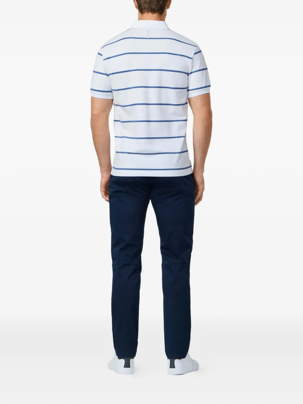 Hackett London Gestreept piqué poloshirt Wit
