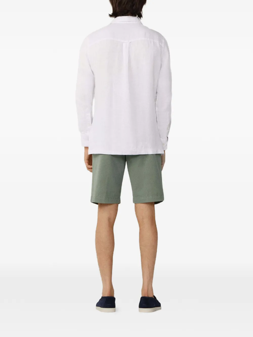 Hackett Linen Half-placket Shirt In White