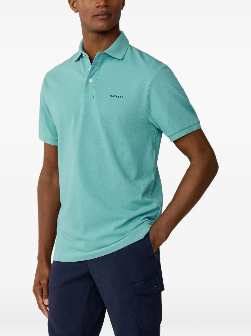 Hackett London Piqué poloshirt met borduurwerk Groen