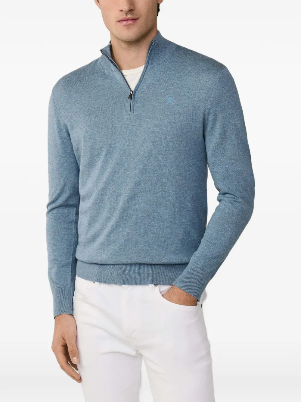 Hackett embroidered quarter-zip sweater | Blue | Image 1