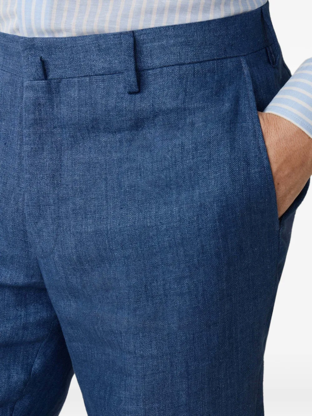 Hackett London Linnen broek met delavé-weving Blauw