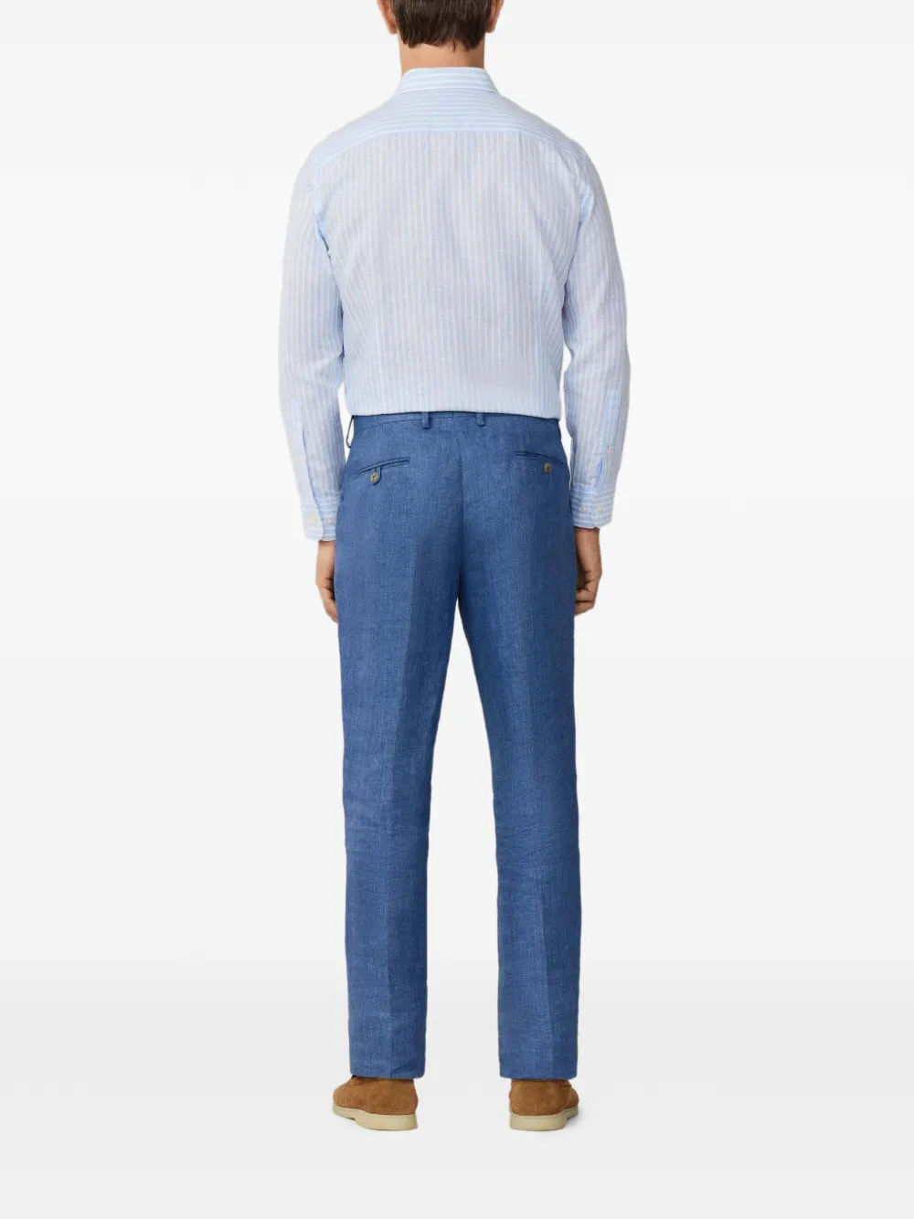 Hackett London Linnen broek met delavé-weving Blauw