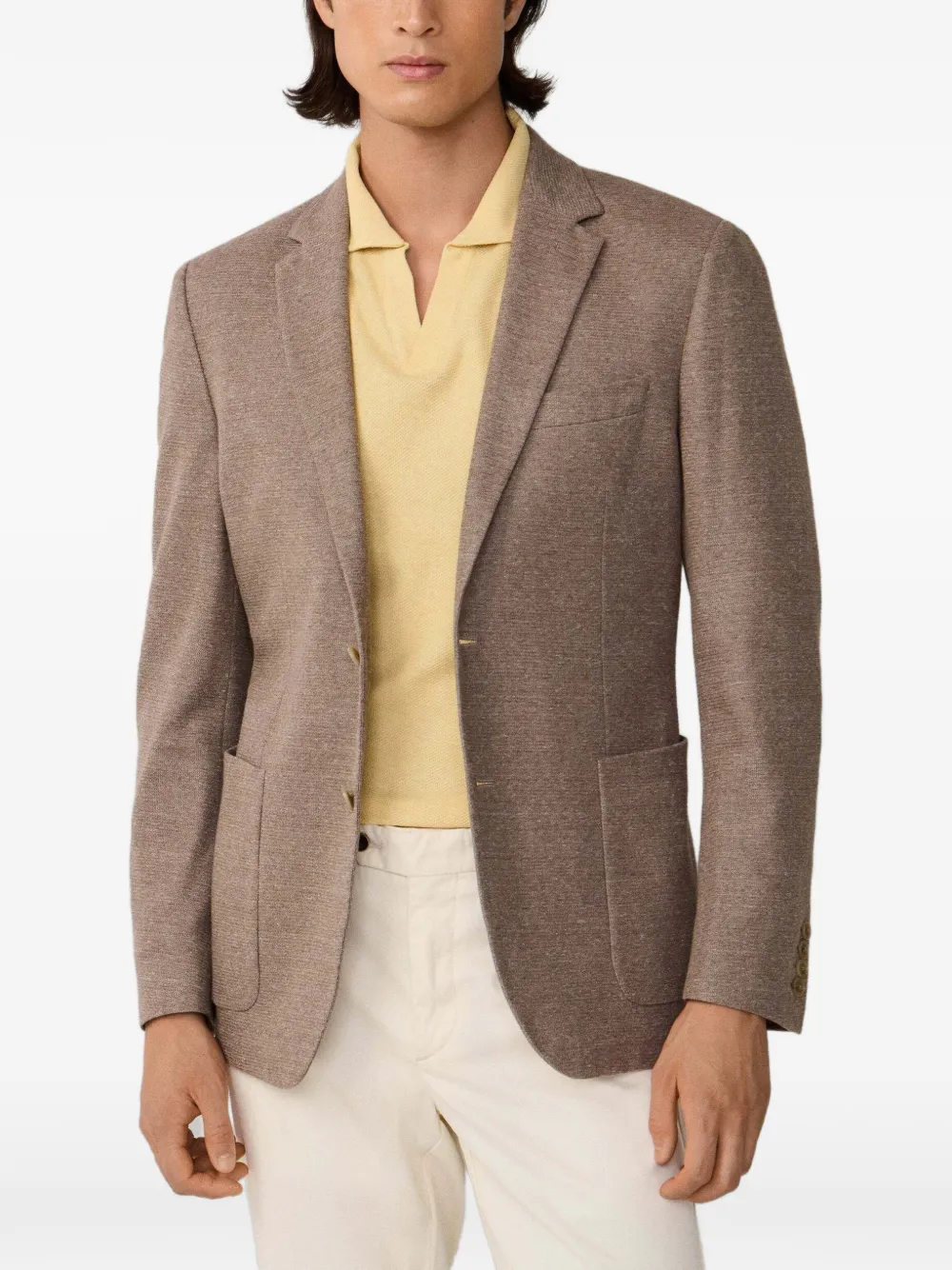 Hackett London Notch-lapel Single-breasted Blazer In Brown
