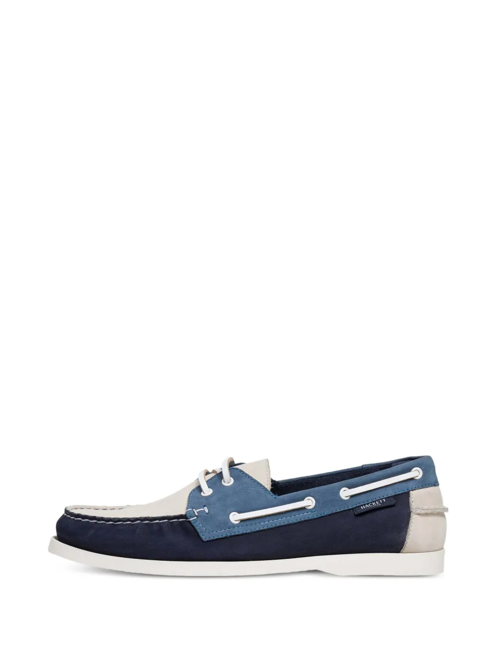 Hackett Nubuck Panelled Boat Shoes In Blue