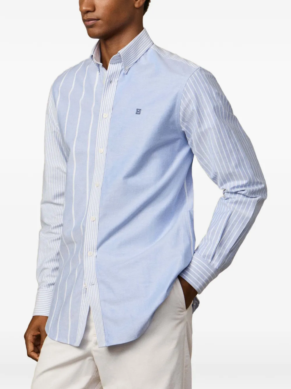 Hackett London Heritage Oxford overhemd met patchwork en knopen Blauw