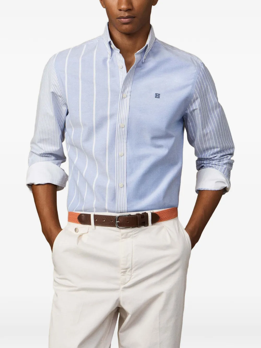 Hackett London Heritage Oxford overhemd met patchwork en knopen Blauw