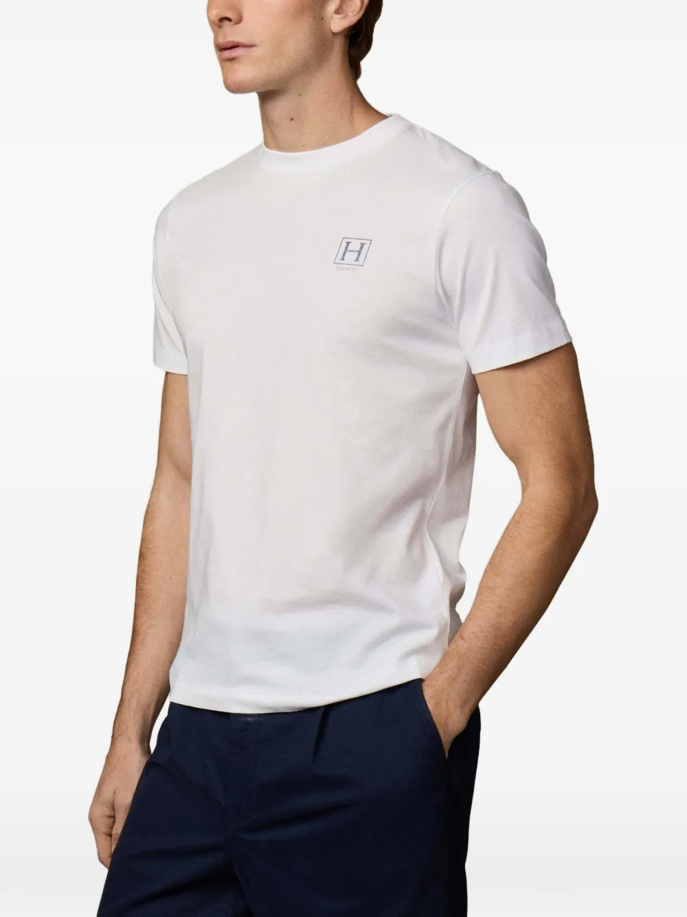 Hackett 로고 프린트 코튼 티셔츠 In White