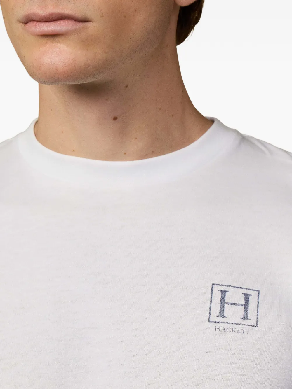 Hackett 로고 프린트 코튼 티셔츠 In White