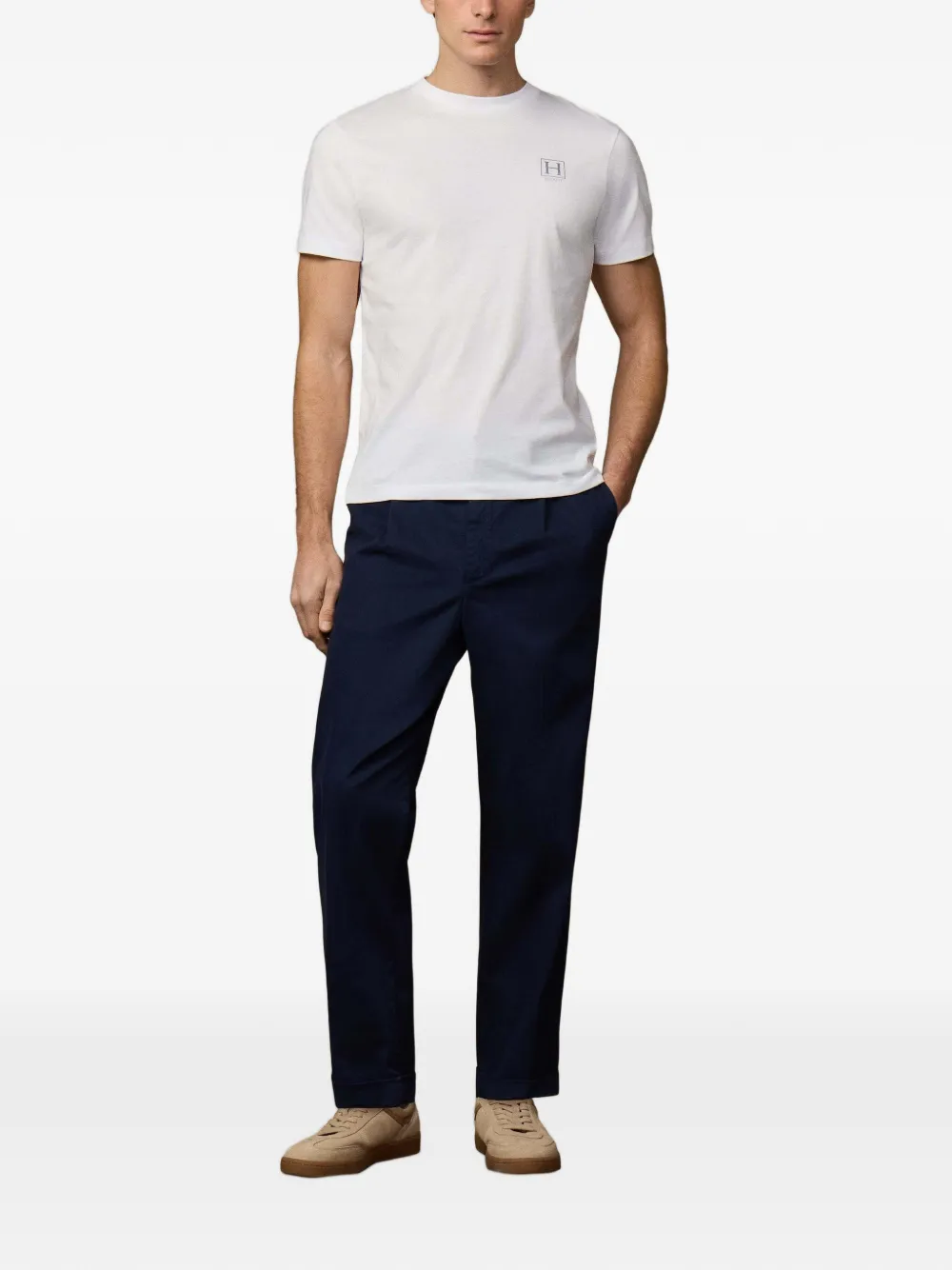 Hackett 로고 프린트 코튼 티셔츠 In White