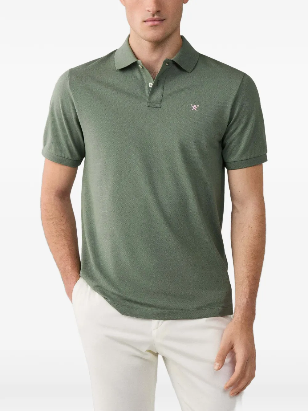 Hackett Logo-embroidered Polo Shirt In Green