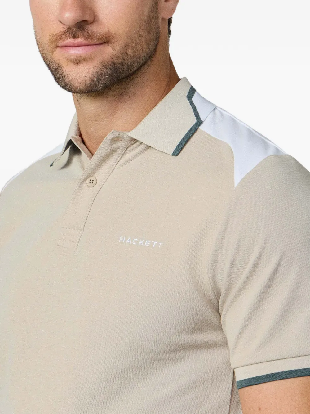 Hackett London Poloshirt met colourblocking Beige