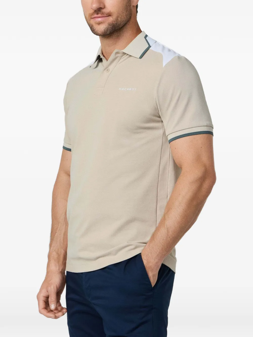 Hackett London Poloshirt met colourblocking Beige