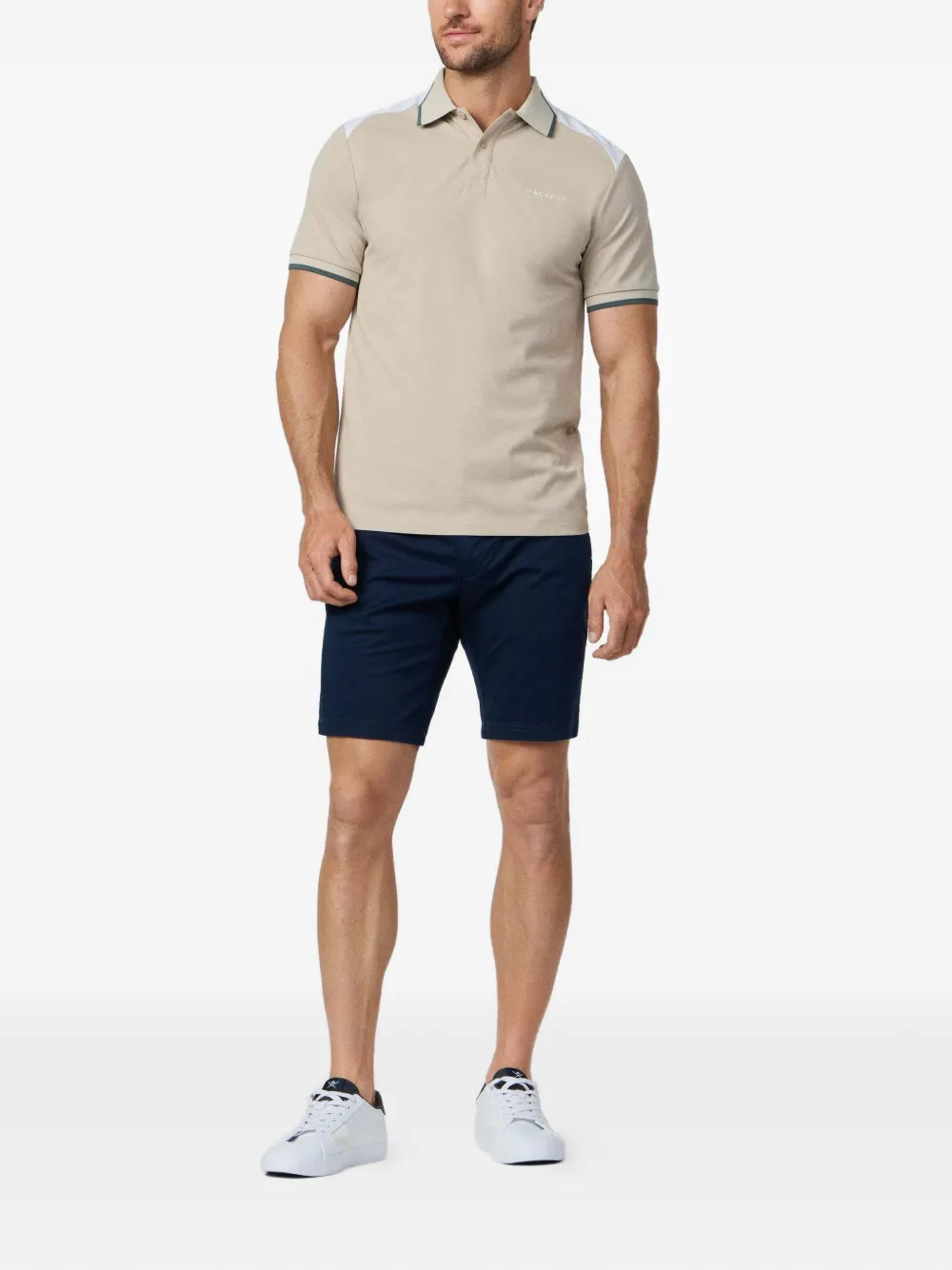 Hackett London Poloshirt met colourblocking Beige