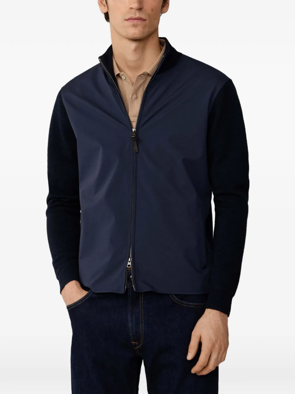 Hackett Milano-stitch Hybrid Jacket In Blue