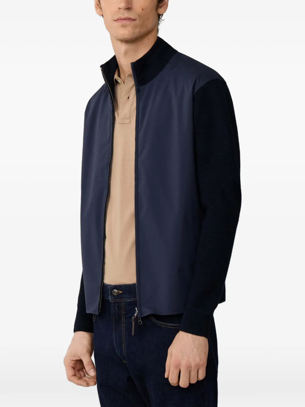 Hackett London Hybride jack met stiksel Blauw
