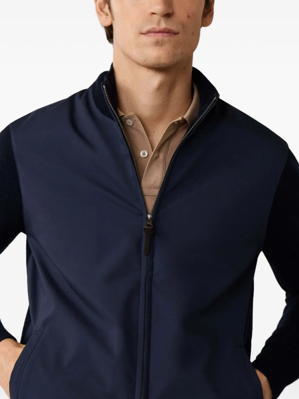 Hackett London Hybride jack met stiksel Blauw