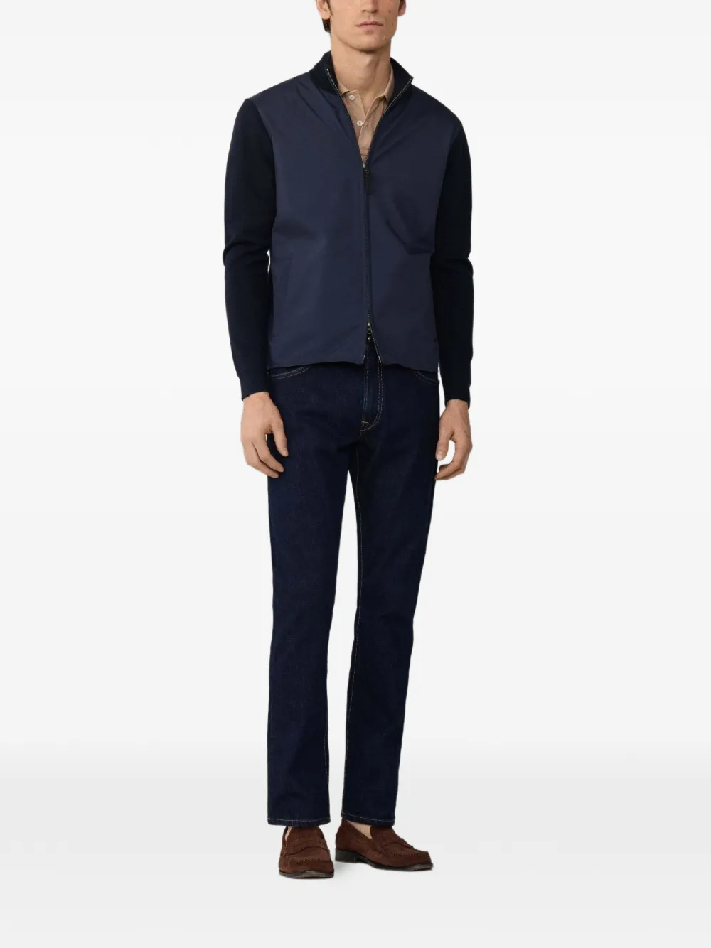 Hackett London Hybride jack met stiksel Blauw