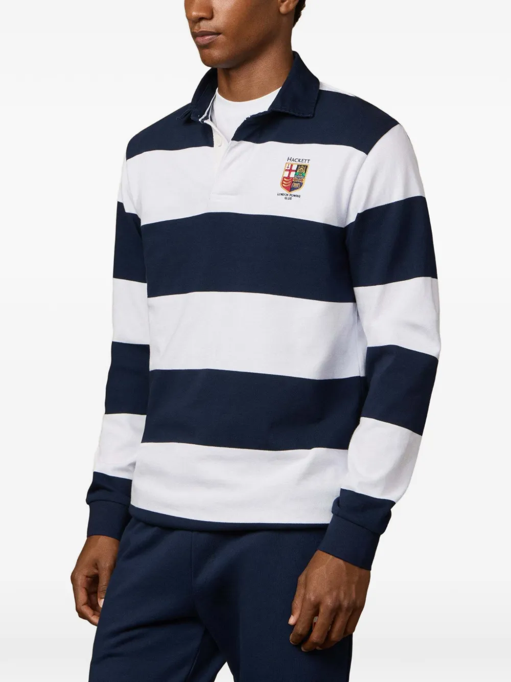 Hackett London Rowing Club gestreept poloshirt Blauw