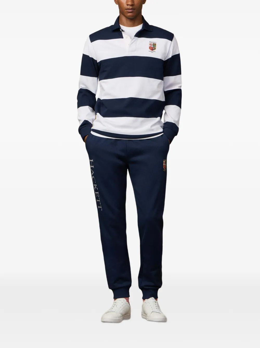 Hackett London Rowing Club gestreept poloshirt Blauw