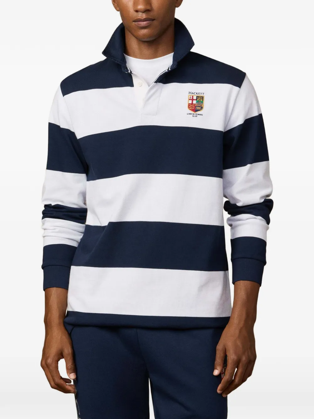 Hackett London Rowing Club gestreept poloshirt Blauw