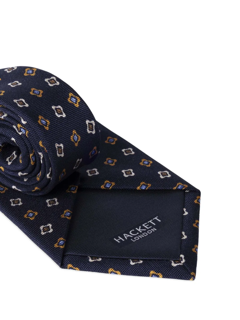 Hackett Geometric-pattern Silk Tie In Black