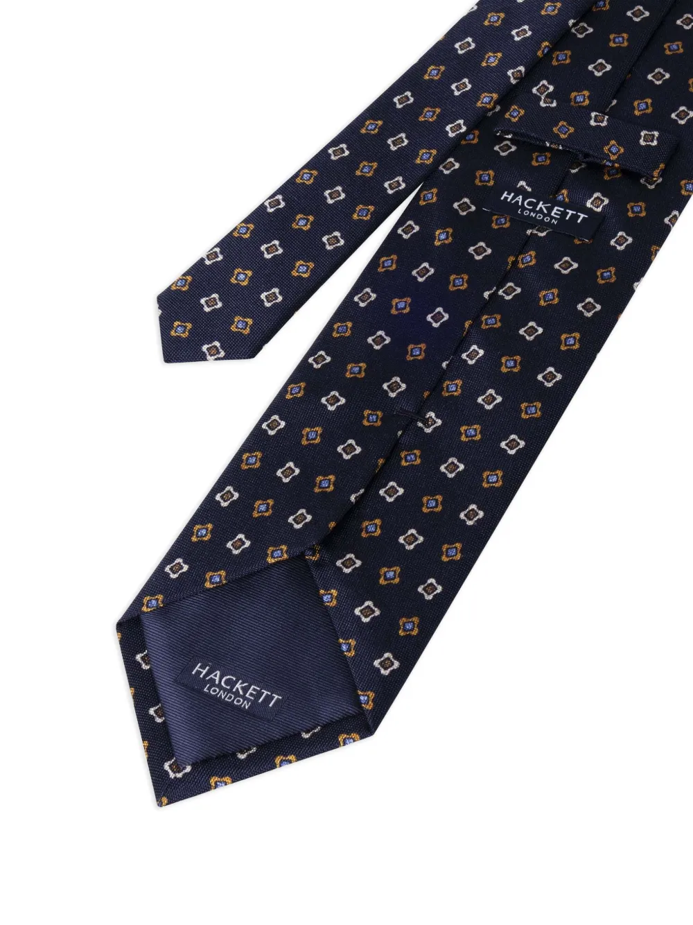 Hackett Geometric-pattern Silk Tie In Black