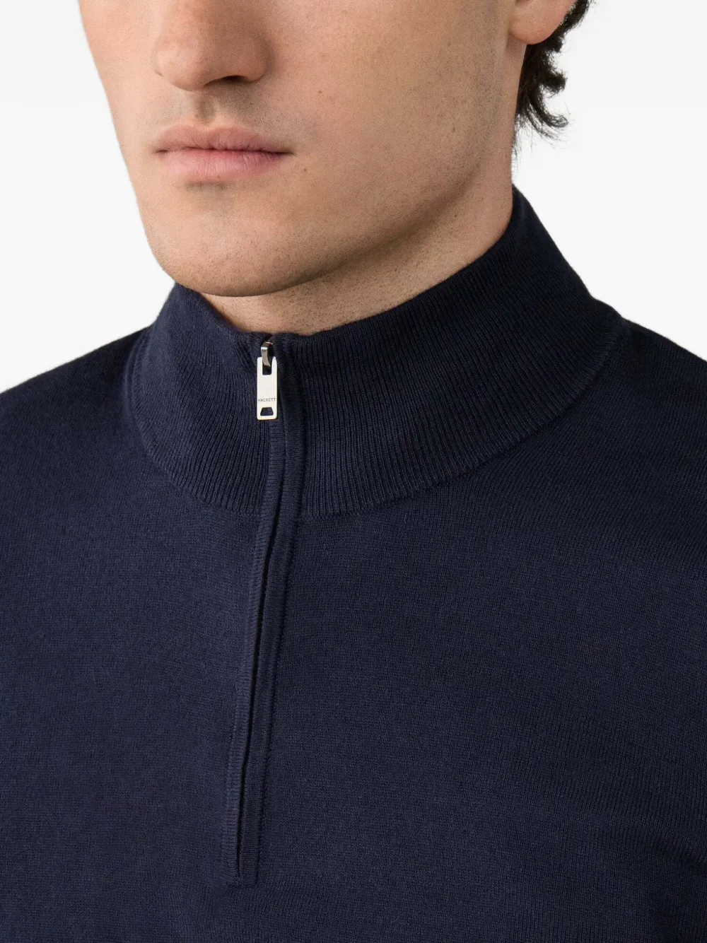 Hackett Half-zip Elbow-patch Sweater In Blue
