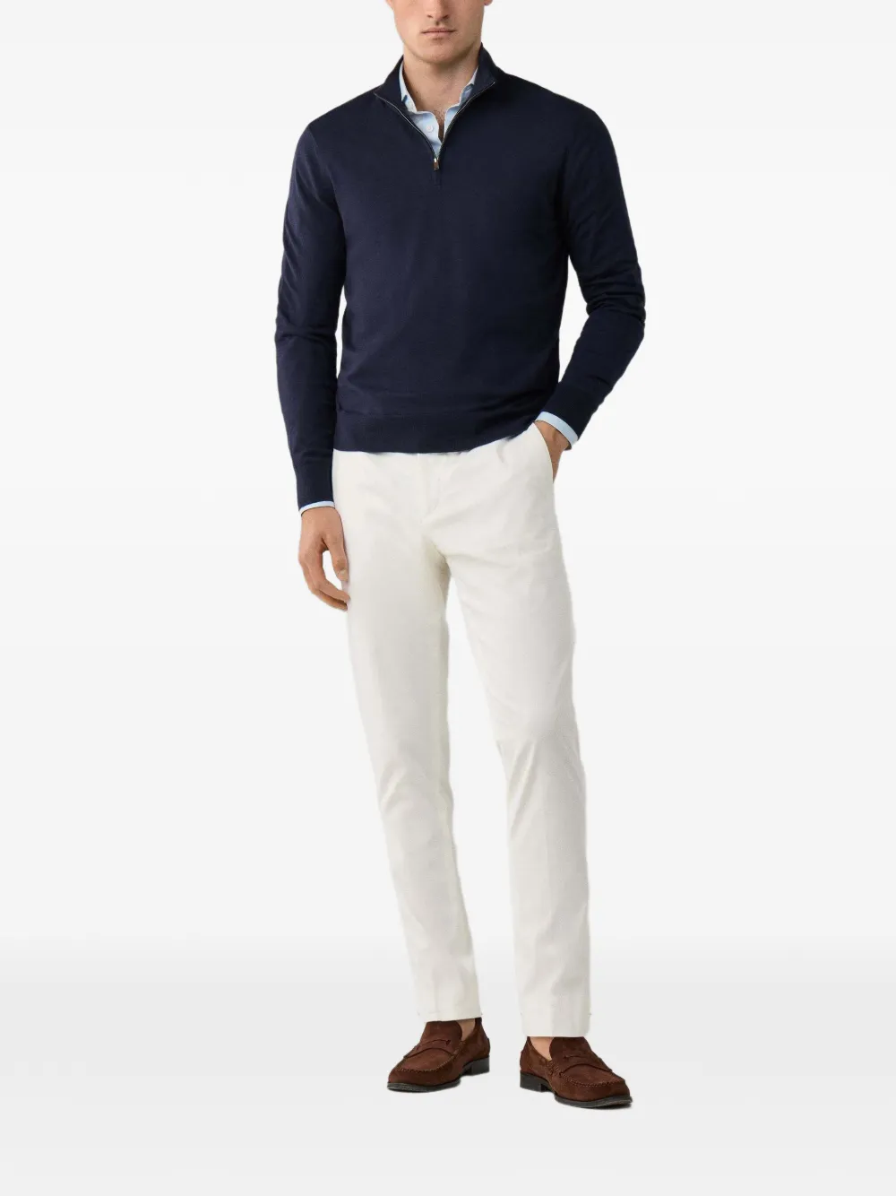 Hackett Half-zip Elbow-patch Sweater In Blue