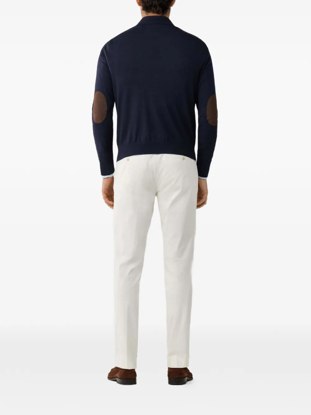 Hackett Half-zip Elbow-patch Sweater In Blue