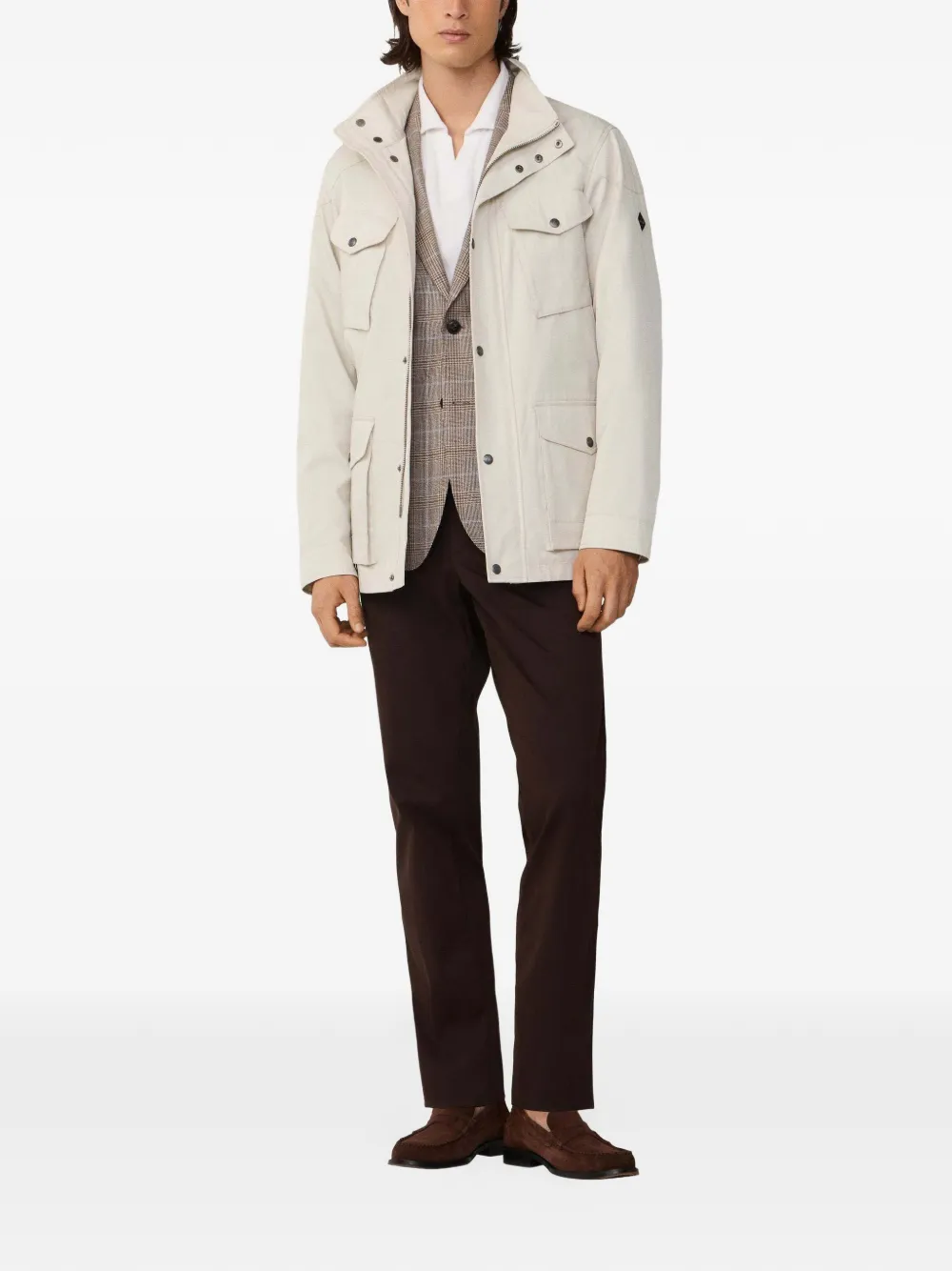 Hackett Velospeed Buttoned Jacket In Neutral